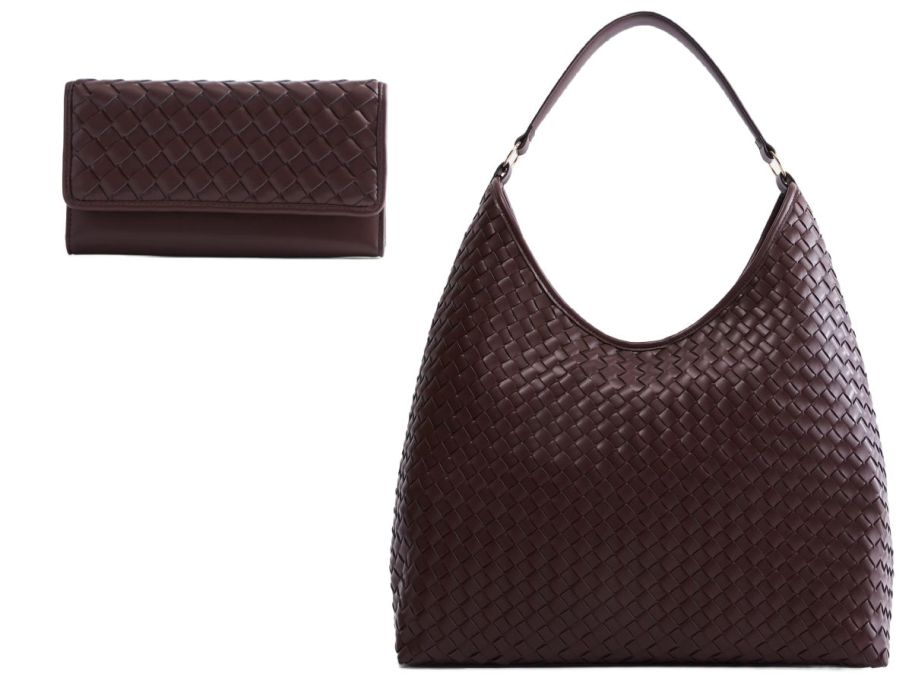 brown wallet and purse on a white background