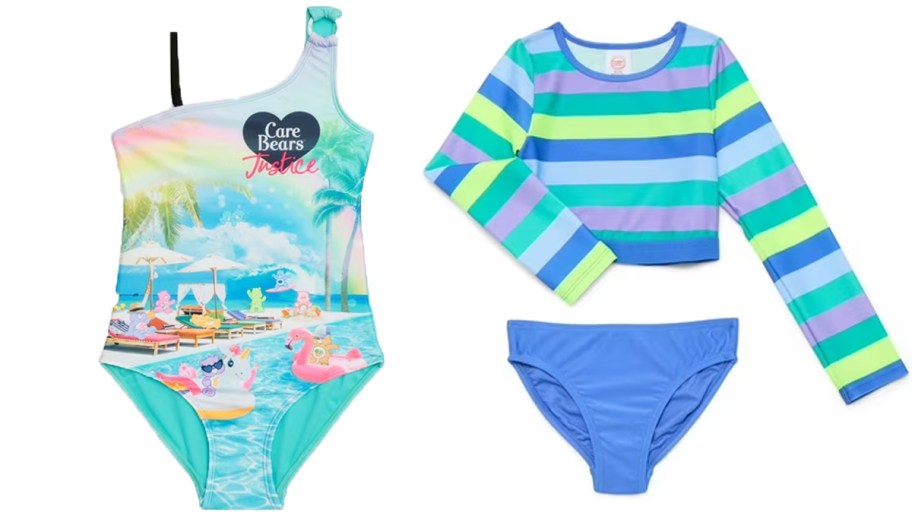 carebear and blue girls swimsuits 