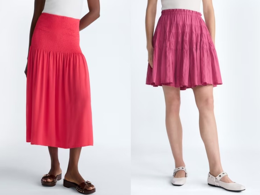 women wearing pink skirts