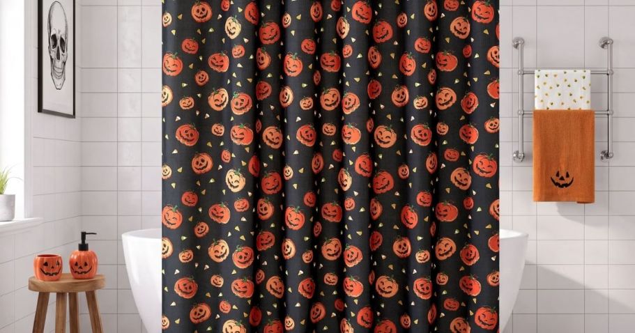 $10 Halloween Shower Curtain Sets at Walmart | Hooks Included!