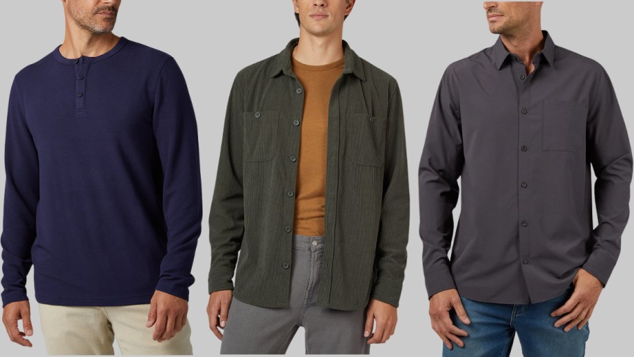 32 degrees mens henley, corduroy and casual dress shirts