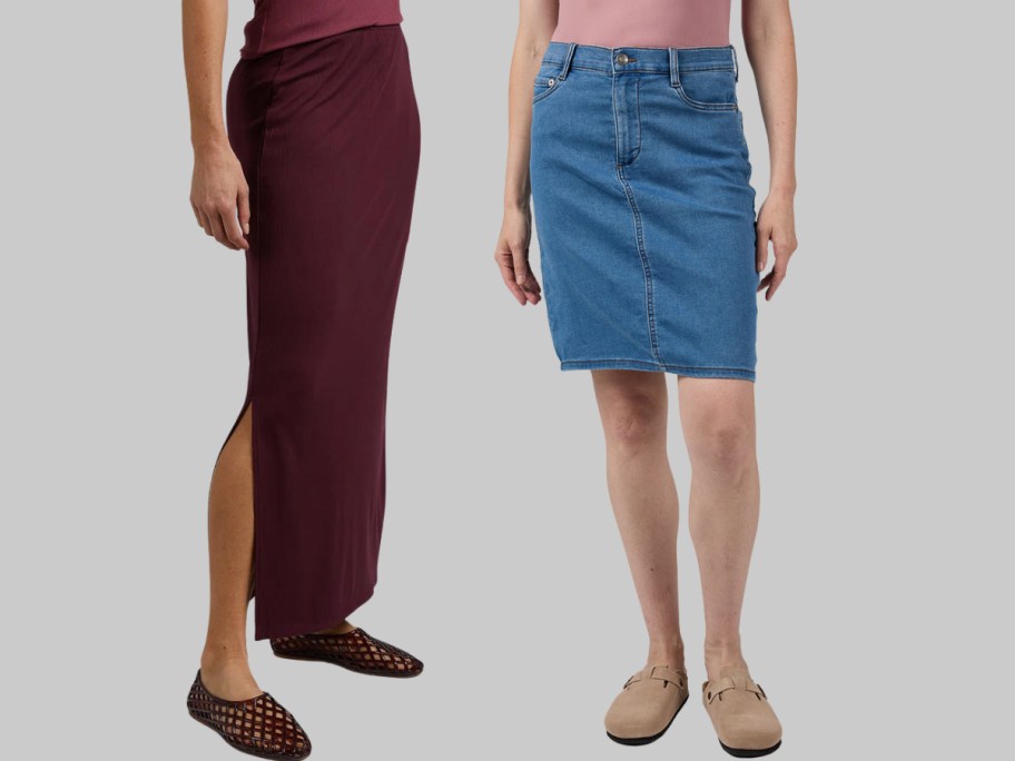 womens maxi skirt and denim skirt