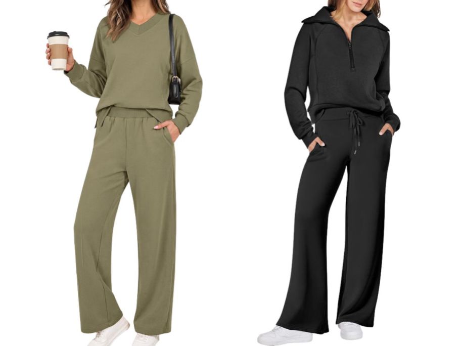 green and black ANRABESS Women’s Lounge Sets
