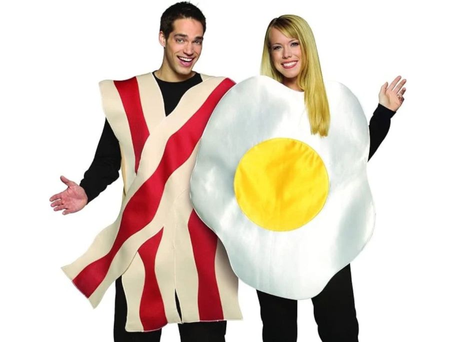 Man and Woman Wearing Eggs and Bacon Couples Costume