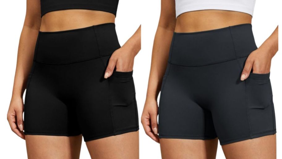 Amazon biker shorts in black and gray
