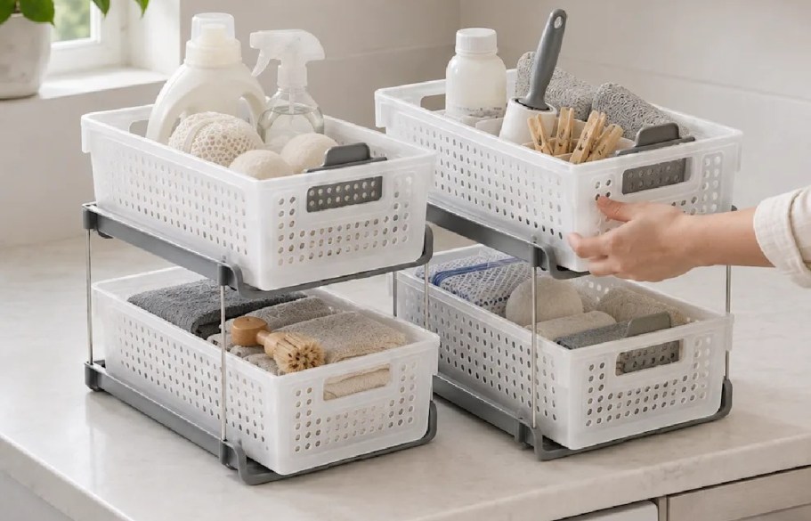 Antimicrobial Under Cabinet Tiered Organizers 2-Pack Just $19.99 Shipped