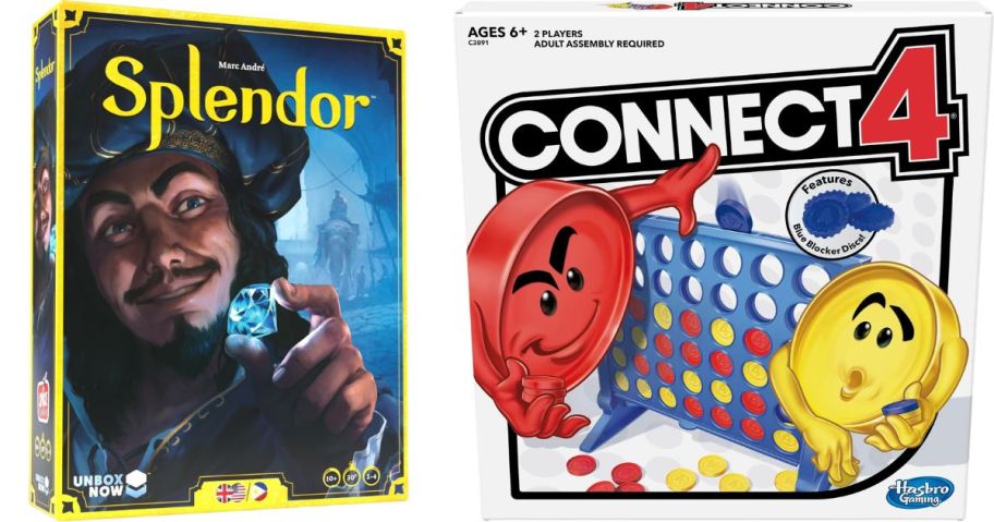 Asmodee Splendor Gem Trading Strategy Board Game and Hasbro Gaming Connect 4 Strategy Board Game