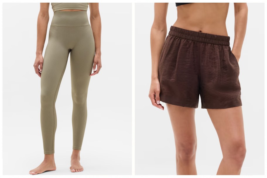 Athleta Recharge Seamless High Rise Leggings and Athleta Reverie Sheer 5 Shorts