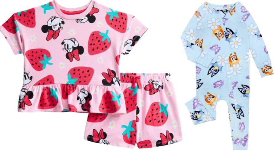 girls 2 piece character short sets and character sleeper