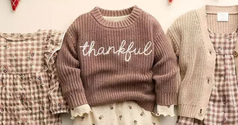 Baby & Toddler Little Co. by Lauren Conrad Thanksgiving Chunky Knit Sweater on display