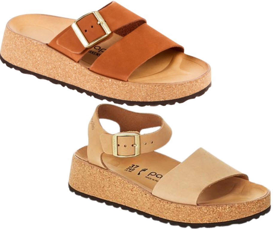 suede birkenstock platform and wedge sandals