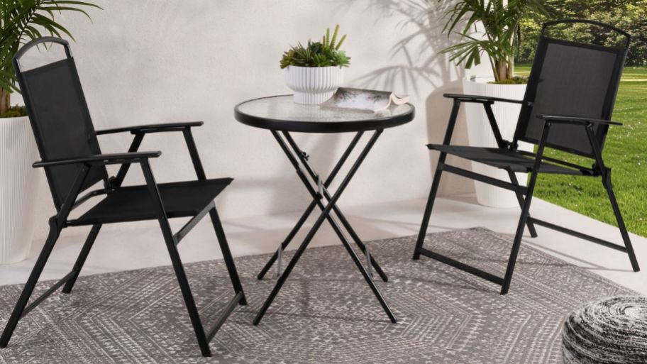 black Bistro set on a rug