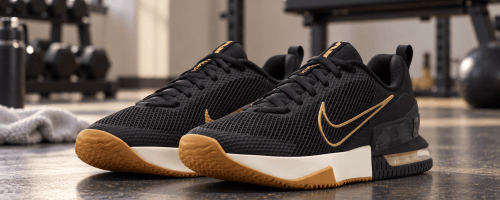 Black and Gold Nike Air Max Training Shoes