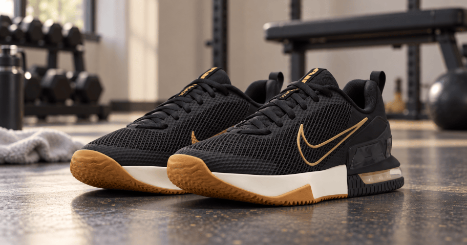 Black and Gold Nike Air Max Training Shoes