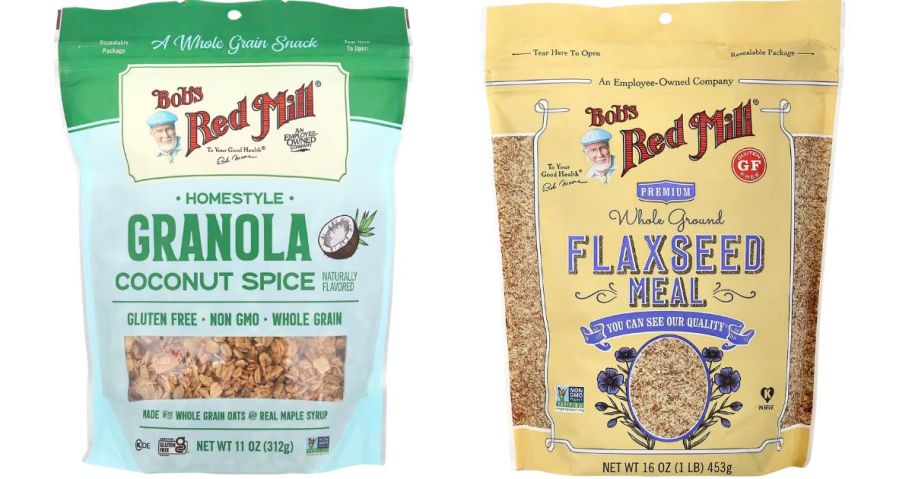 Bob's Red Mill Homestyle Granola Coconut Spice 11oz and Premium Whole Ground Flaxseed Meal 16oz