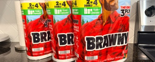 brawny paper towels on a kitchen counter
