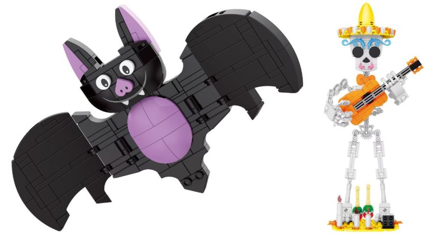 Brickcraft Halloween Hanging Bat and harvest skeleton Building Kit