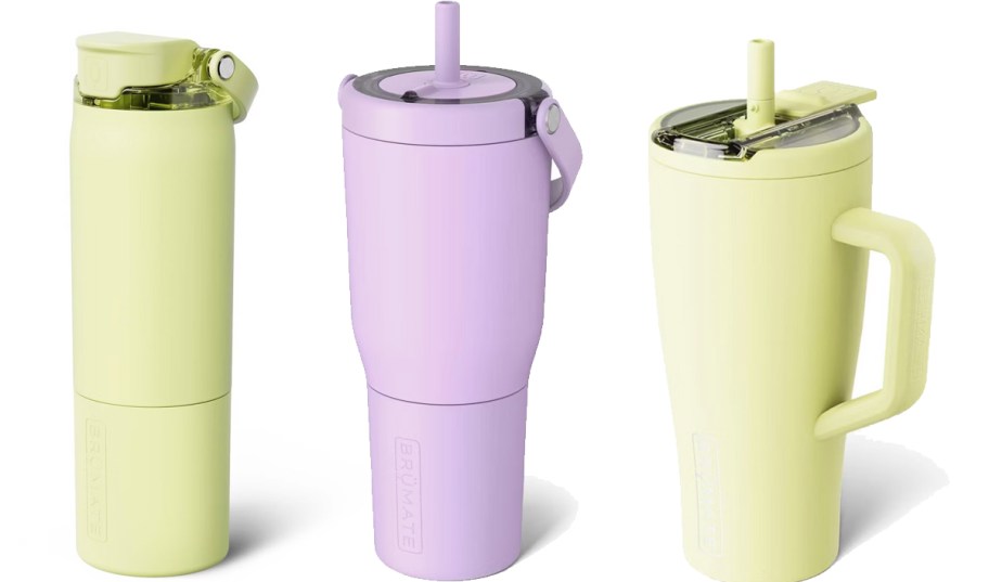 yellow and purple BruMate Tumblers & Bottle