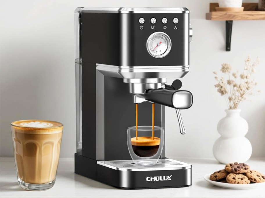 black and silver espresso machine on a counter