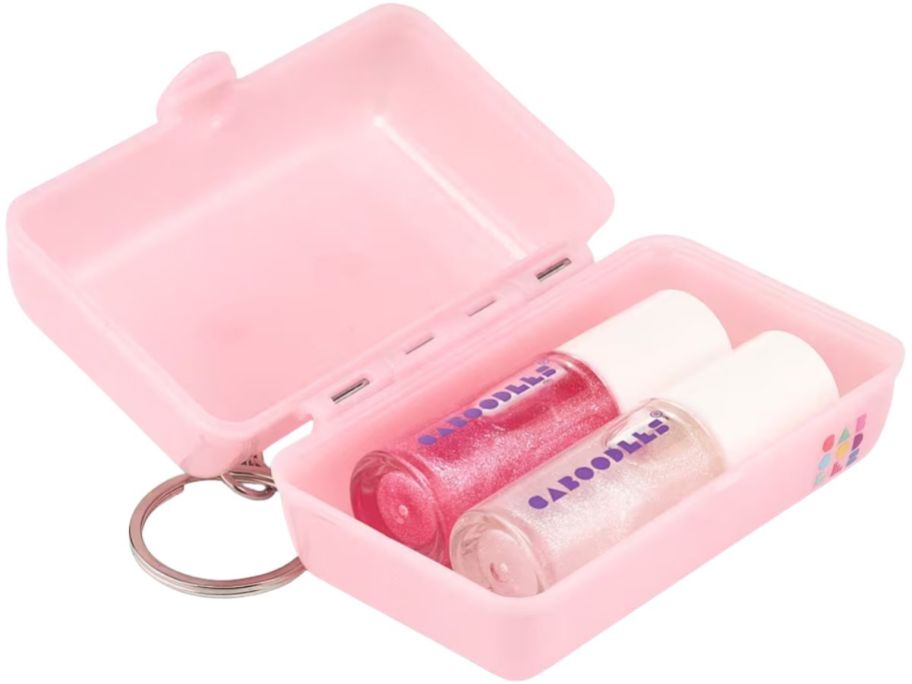 Caboodles Mini On-The-Go Girl Keychain with 2 lip glosses inside