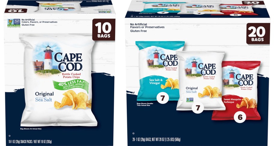 two boxes of Cape Cod Potato Chips