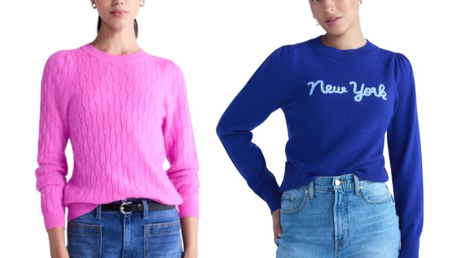 Cashmere walmart sweaters in pink and blue