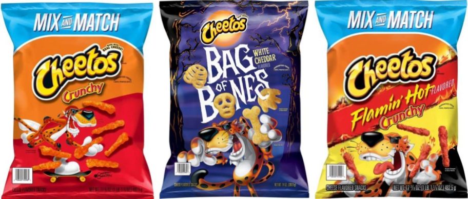 Stock images of Cheetos Crunchy Cheese Puffs, Bag of Bones, and Cheese Puffs