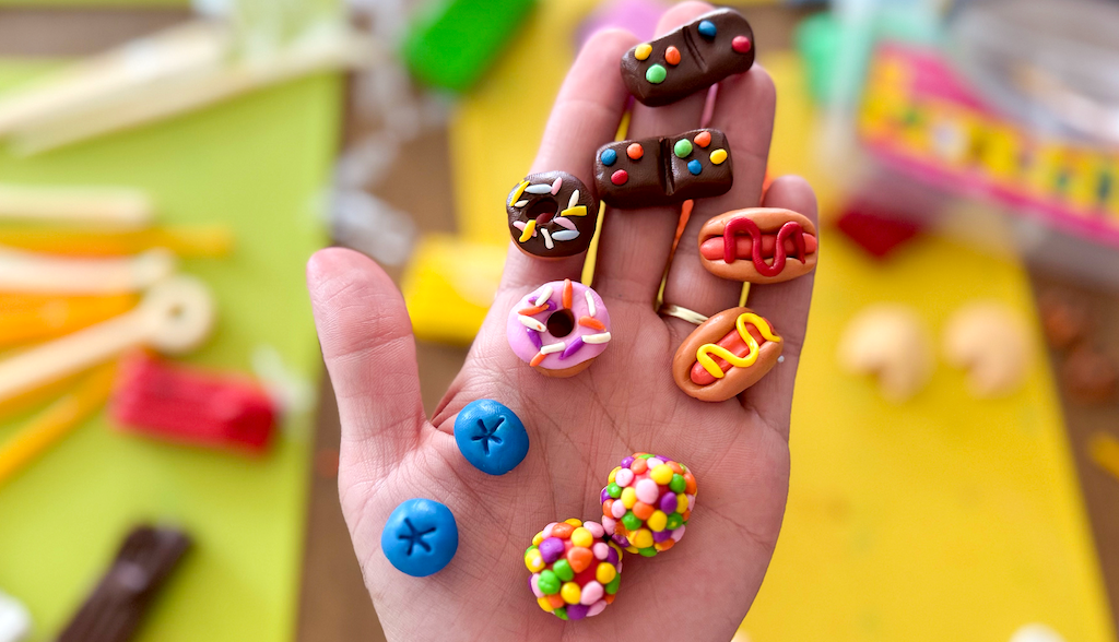 Clay magnets on hand