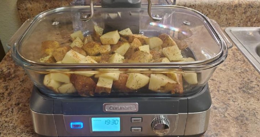 Cuisinart Super Food Steamer full of potatoes