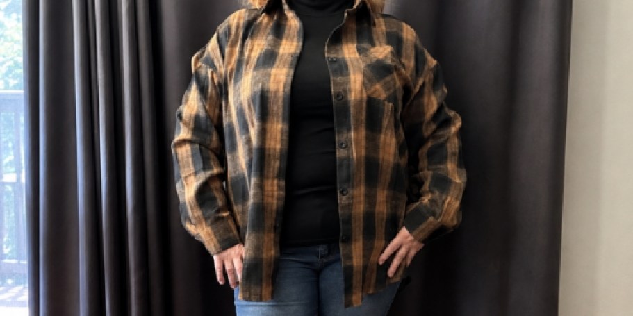 Amazon Women’s Flannel Shirts From $11.24 (Includes Plus Sizes)