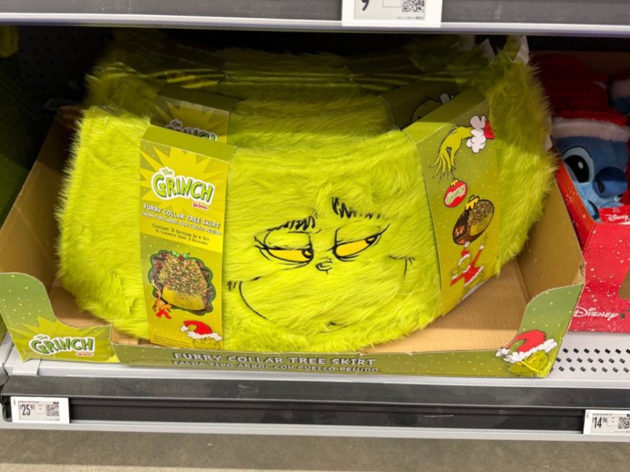 Dr. Seuss Grinch Tree Collar on shelf in store