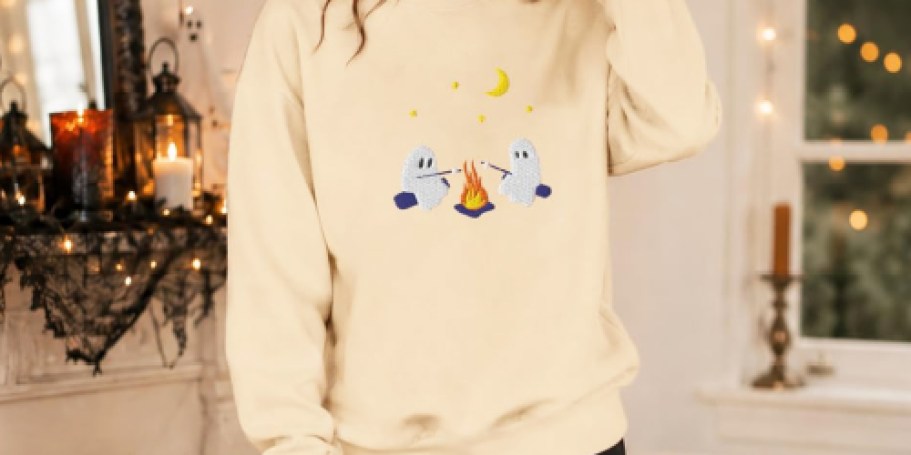 Women’s Embroidered Halloween Sweatshirt Only $13.99 on Amazon (Reg. $30)
