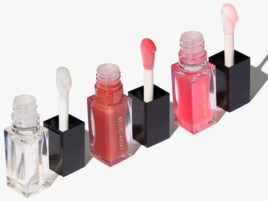 3 lip oils in different shades