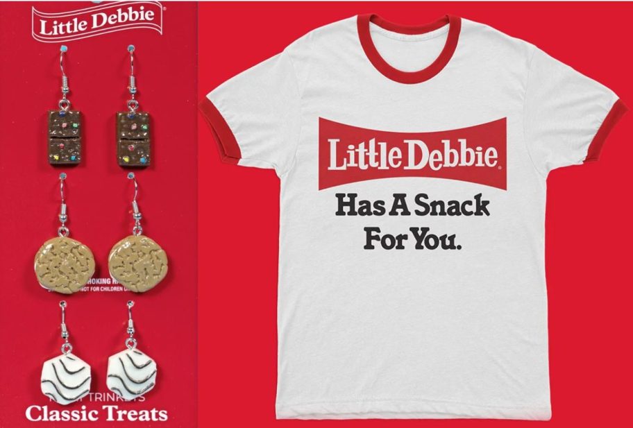 Little Debbie Earrings and T-Shirt