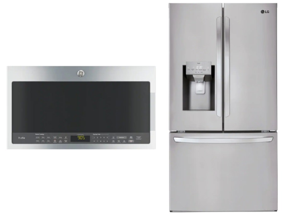 GE Profile Microwave and LG French Door Fridge