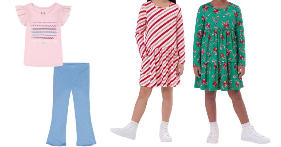 Gap Kids Toddler 2-Piece Pants Set and Member's Mark Girls 2-Pack Knit Dress