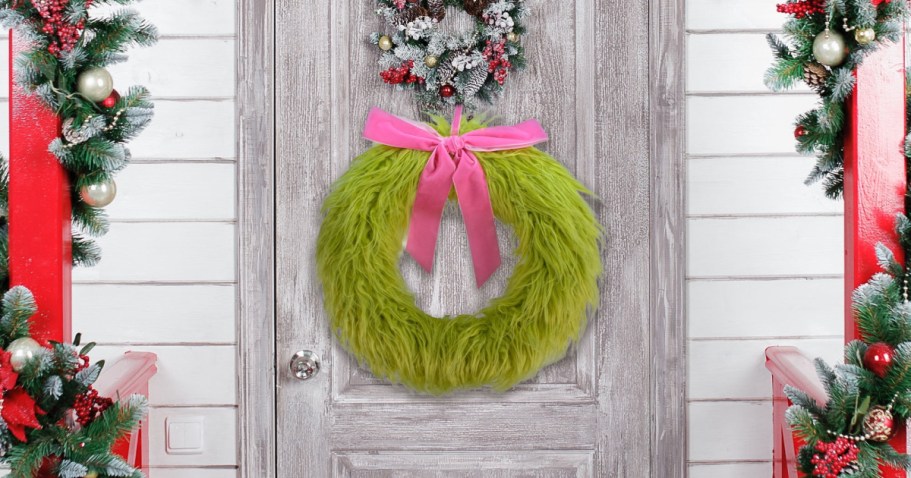 *NEW* Furry Grinch Christmas Wreath Just $20.98 on Walmart.com