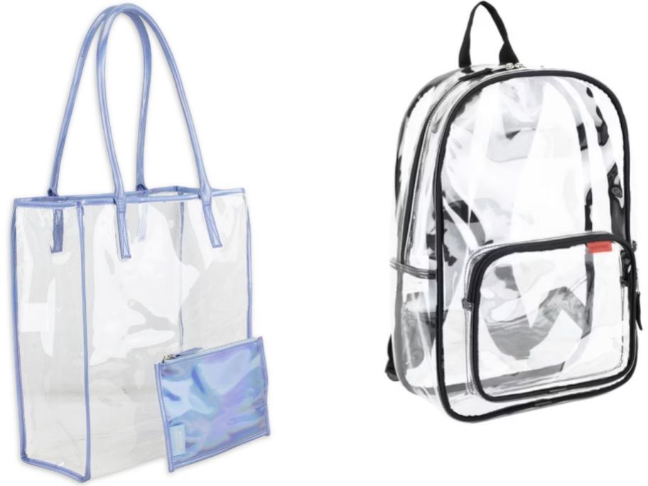 Stock images of Eastport Clear Shopper Tote and Backpack