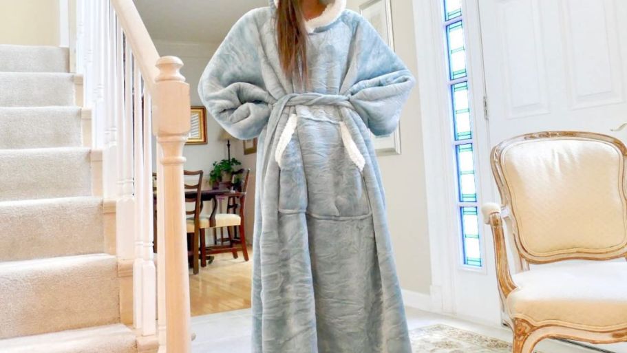 Long Sherpa Wearable Blanket Hoodie Just $17.99 on Amazon (Reg. $51)
