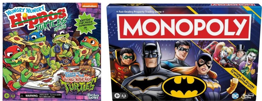 Hungry Hungry Hippos Teenage Mutant Ninja Turtles Edition Game and Monopoly Batman Edition Board Game