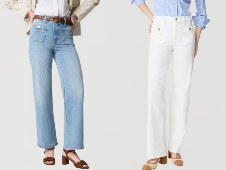 Stock images of two women wearing J.Crew Sailor Jeans