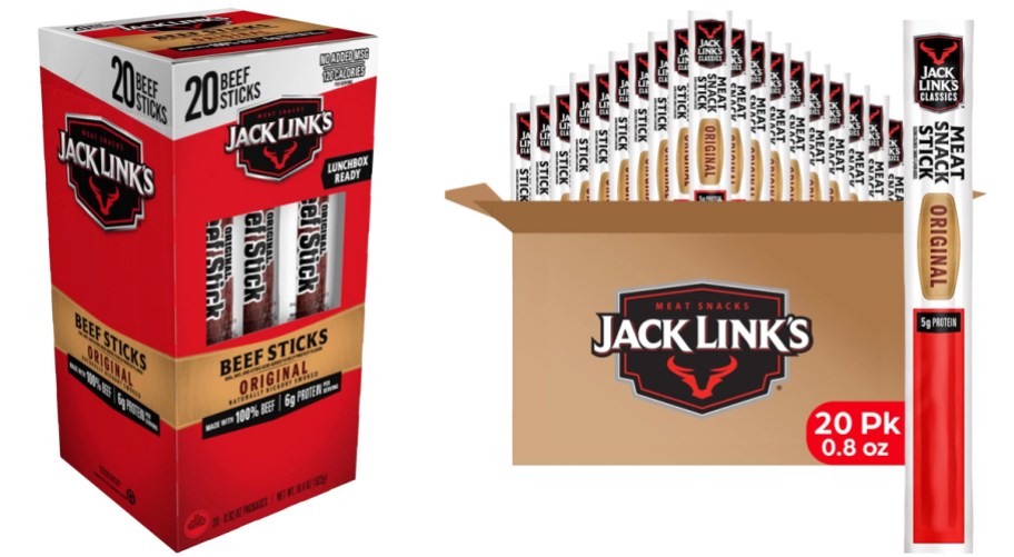 two boxes of Jack Link's Beef Sticks