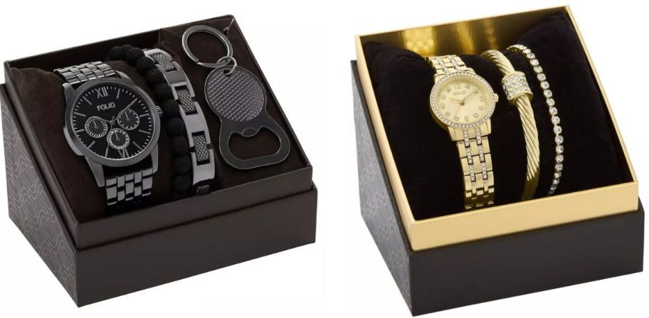 Stock images of two Boxed Watch sets from Kohl's