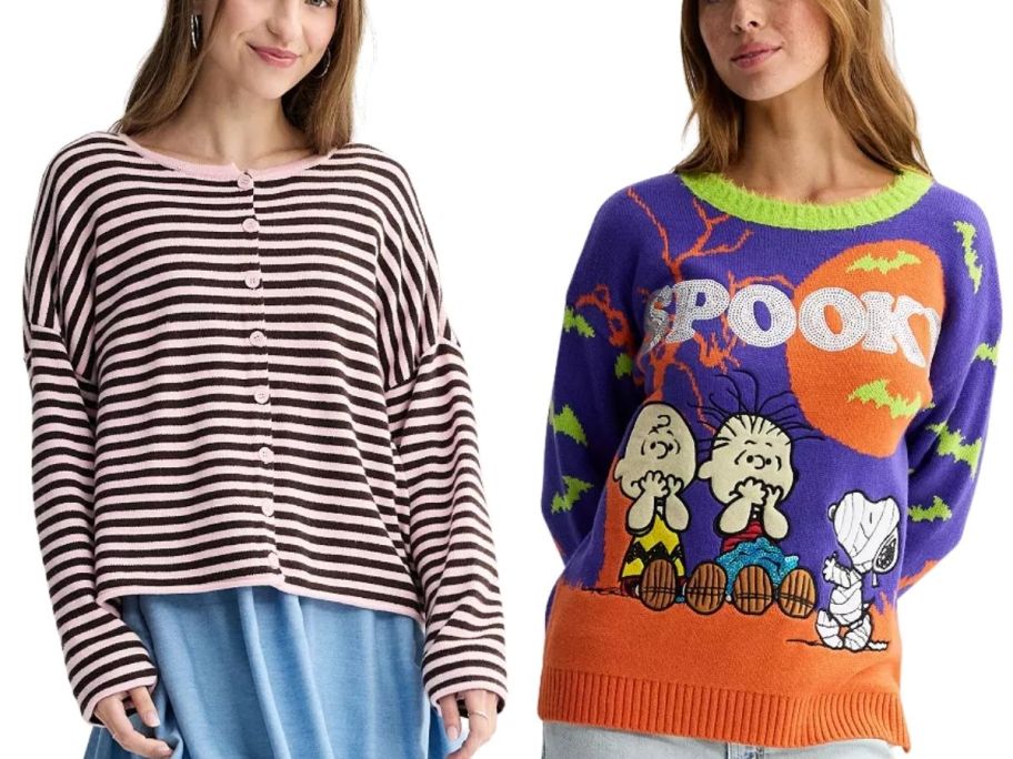 Kohls teen striped and spooky sweater