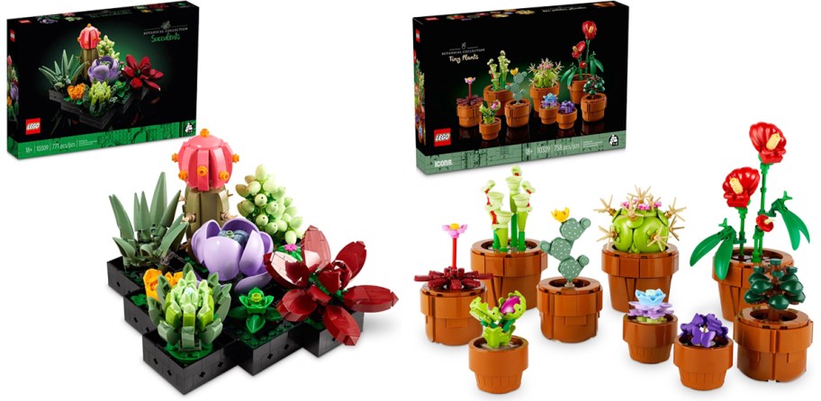 lego succulents and tiny plants sets with their boxes