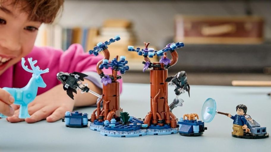 LEGO Harry Potter Forbidden Forest Expecto Patronum on top of the table