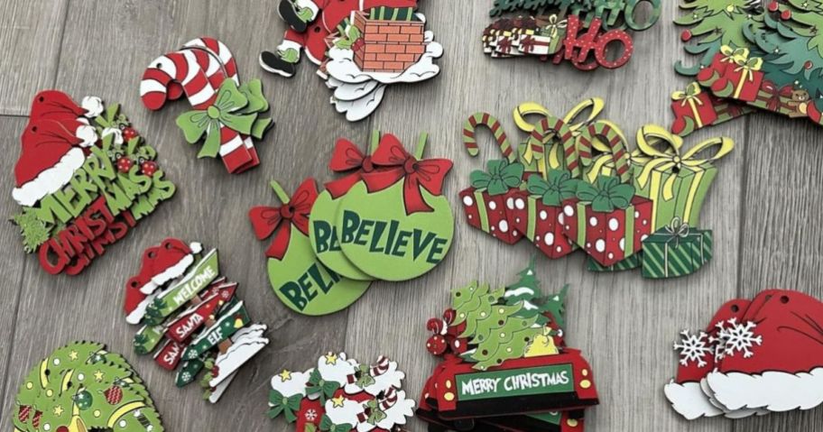 LOCOLY 36-Piece Christmas Tree Ornament Set on table