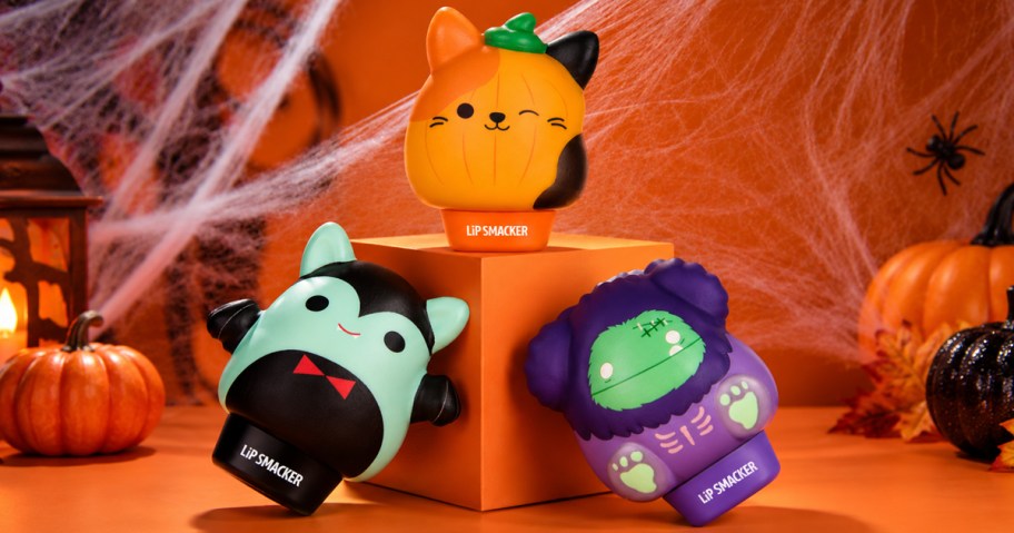 3 halloween squishmallow lip balms
