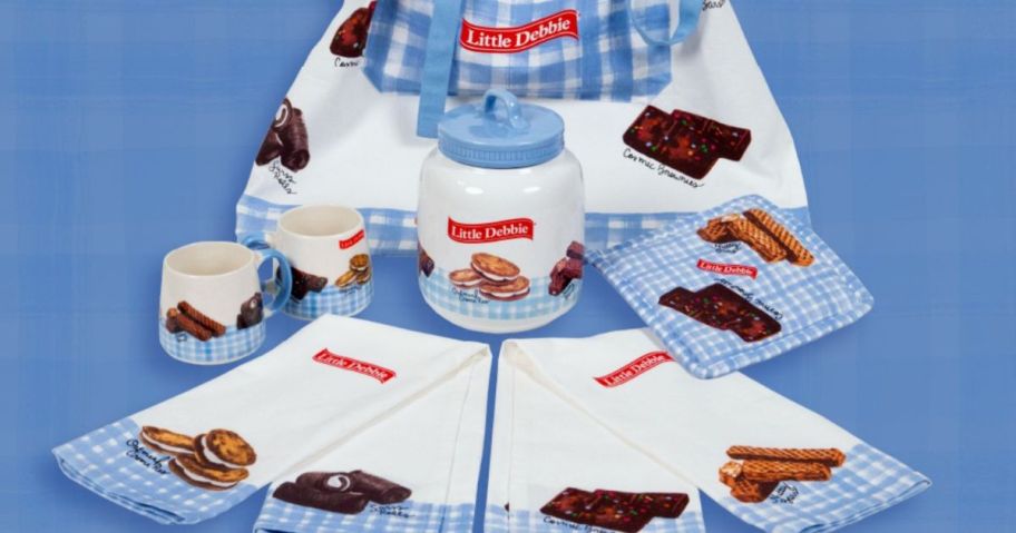 Little Debbie Apron, Cookie Jar, Dish Towels, Pot Holders and Mugs