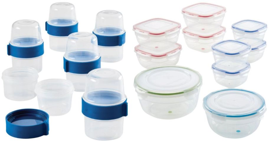 Lock n Lock Easy Essentials 12-Piece Two Way Food Storage Container Set and Color Mates 20-Piece Food Storage Container Set